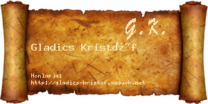 Gladics Kristóf névjegykártya